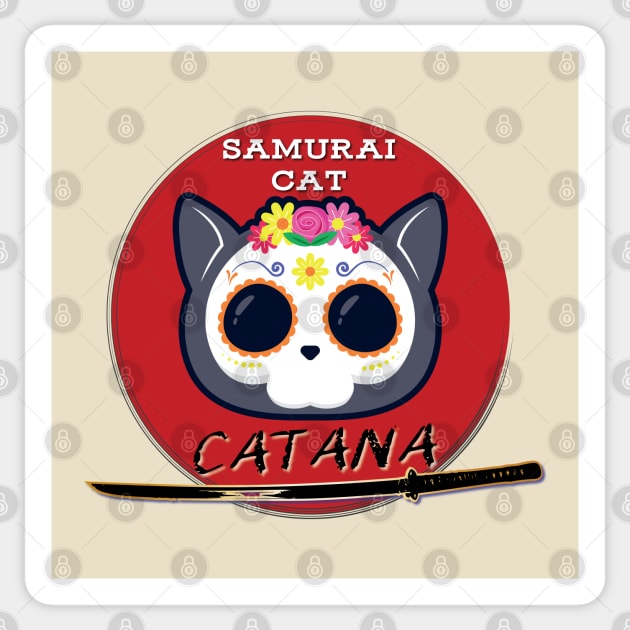 Catana Samurai Cat Sticker by Persius Vagg